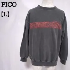 PIKO スウェット L ダークグレー ロゴプリント トレーナー 長袖 7