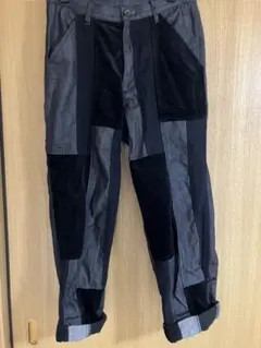 コムデギャルソンSHIRTパッチワーク ブラックデニム ワイド パンツ