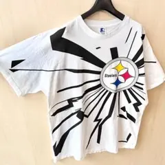 90s USA製古着　ヴィンテージ　Tシャツ　NFL スティーラーズ　稲妻　大判のサムネイル