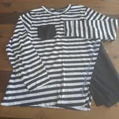 TO COLOR ブラック/ホワイトストライプ 長袖Tシャツ 150