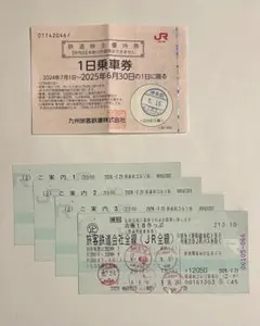 青春18きっぷ使用済　ご案内付　と JR九州1日乗車券　鉄道株主優待券使用済