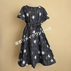 着物リメイクフレンチスリーブワンピース 大島紬 - メルカリ