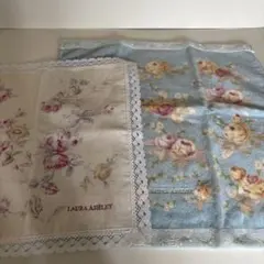LAURA ASHLEY 花柄タオルハンカチ andハンドタオルの2枚セット