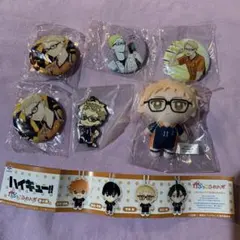 ハイキュー!! ぬいぐるみラバーキーホルダー缶バッジ 6点セット 月島蛍