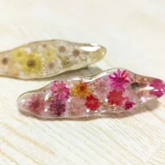 ②花柄レジンヘアクリップセット　ヘアゴム　アクセサリー
