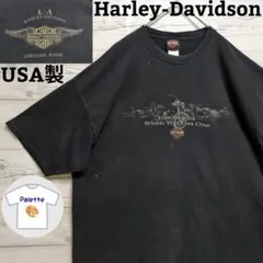 USA製　ハーレーダビッドソン　アメリカンバイク　翼　ウイング　両面　黒　3XL
