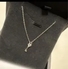 ハートキー モチーフ ネックレス シルバー調 ジルコニア 上品 クリスマス