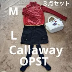 Callaway①ナイロンベスト赤M②長袖モックネック赤M③OPST黒スカートL