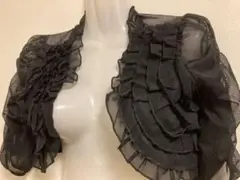 ✳️フリル付き黒ショートカーディガン、ボレロ