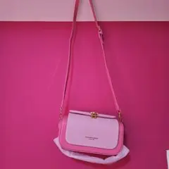 ピンク ショルダーバッグ バイカラー