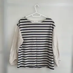 studio clip ボーダー柄バルーンスリーブ長袖トップス