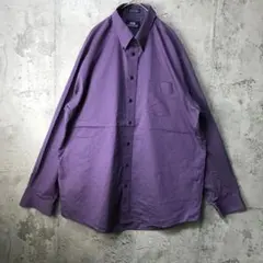 B1196古着　シャツ　長袖　ボタンダウン　紫　90s Y2K