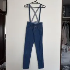 グローバルワーク　デニムブルー サスペンダー付きオーバーオール　150