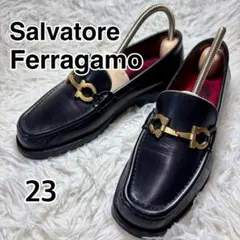 サルヴァトーレ フェラガモ ガンチーニ 金具 黒 ローファー 23㎝ レザー