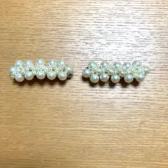 バレッタ　パール調ビーズ製　2点