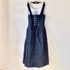 希少✨ビンテージ　ディアンドル風ワンピース 膝丈　花柄　アンティーク　民族衣装