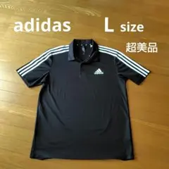 2回着のみ※adidas ブラックポロシャツ Lサイズ　美品のサムネイル