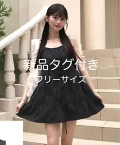 【新品タグ付き】【綿100% 】フリーサイズ GRL 黒 キャミワンピース 人気