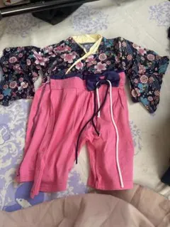 袴ロンパース女の子花柄美品80サイズ