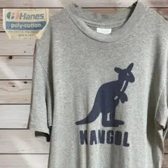 【80〜90s当時物】old Hanes KANGOL プリントTシャツ グレー