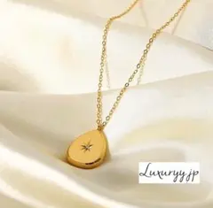 一粒ジルコニアダイヤ サージカルステン 【新入荷】しずく 金アレ対応 ネックレス