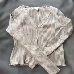 H&M ベージュ リブニット カーディガン Lサイズ