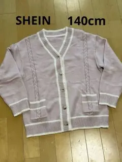 薄紫 ケーブル編み カーディガン11-12Yサイズ