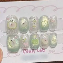 【新品】グリーンアップル ネイルチップ Lサイズ
