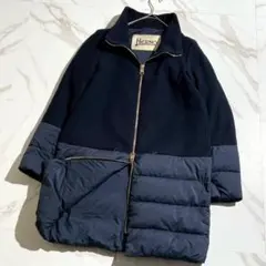 【極美品/L】HERNO ヘルノ 切替 ダウンジャケット ストレッチ ネイビー
