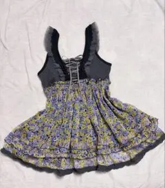 axes femme 花柄フリルトップス ピンク 編み上げリボン リズリサ系 