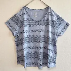 SONOMA 半袖Tシャツ ライトブルー【2XL】花柄 海外古着 大きめサイズ