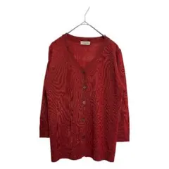 サマンサモスモス　カーディガン　フリーサイズ　レッド　ニット　薄手　春　七分袖