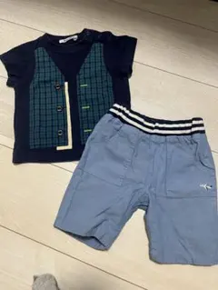 ファミリア　半袖　Tシャツ　ハーフパンツ　80 セット　リバーシブル