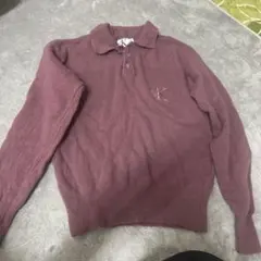 CK バーガンディ 長袖ポロシャツ M