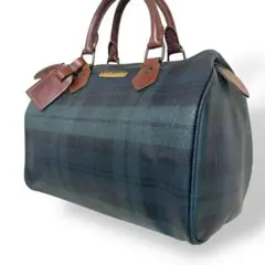 美品 ポロラルフローレン ハンドバッグ ミニボストン グリーン チェック