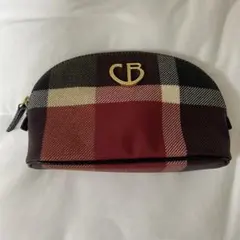 チェック柄 ポーチ CBロゴ ゴールド金具　ブルーレーベルのサムネイル