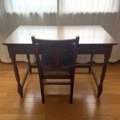 【美品】葉山ガーデン クラシック ナラ材 一枚板 学習机 コンソールデスク800