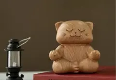 木製猫型置物2点