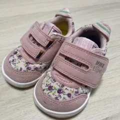 IFME ピンク 花柄 ベビーシューズ 12cm