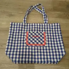 futafuta福袋　チェック柄トートバッグ　ブルー