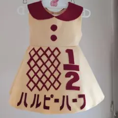 キューピーハーフバースデー　フォト用ワンピース　クリーム色 60-80cm