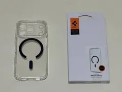 Spigen iPhone17 Pro MagSafeケース クリア ネイビー