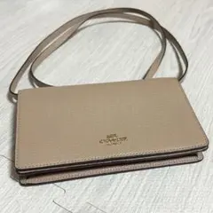 【最終値下げ】coach ウォレットショルダーバッグ　ピンクベージュ