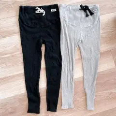 マタニティリブ編みレギンス2点セット