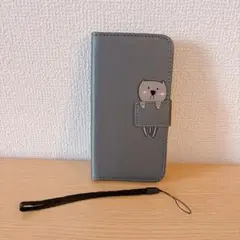 Pixel 5a 5g ケース 手帳型 ストラップ付 かわいい グレー 動物