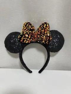 ディズニー カチューシャ（オレンジ・スパンコール)