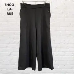 9775シューラルー ワイドフレアパンツ カジュアル ウエストゴム L黒 古着