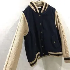 soulberry ソウルベリー ニット スタジャン ネイビー×ベージュ LL