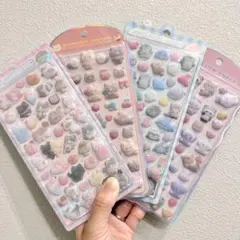 正規品　コットンパフィーシール　ふわふわドロップシール　アニマル　動物　4枚