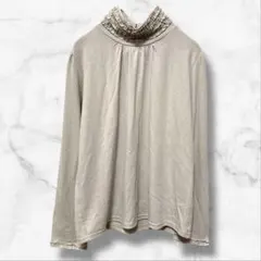 【ケイテイエフ】ハイネック長袖カットソー フリルネック 春秋冬 レディース 上